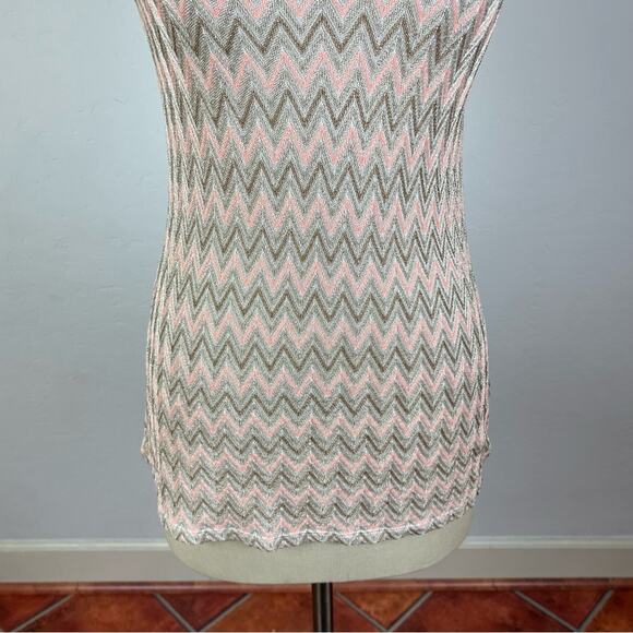 White House Black Market Pink Chevron Metallic Tank Top - Picture 5 of 8